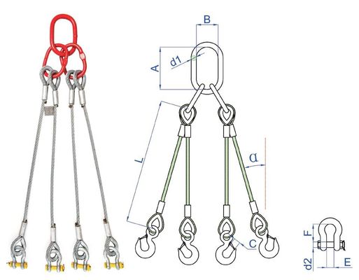 Sling de cable de cable de acero galvanizado de ensamblaje de lazos de cable de bucle longitud personalizada para aplicaciones de trabajo pesado