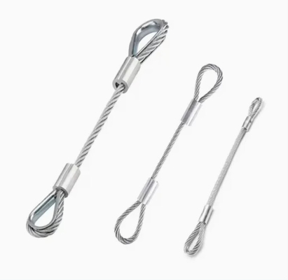 Eslinga de cable de acero prensado de 30 mm con alma de acero y opción de guardacabos o lazo blando con empalme flamenco